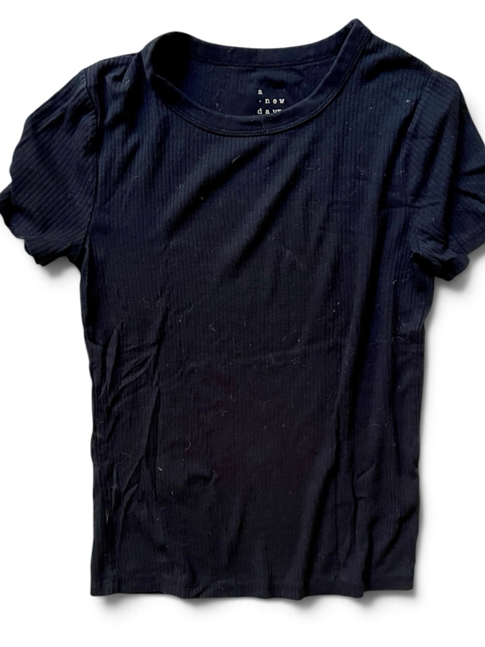 a new day Black Ribbed Short Sleeve Crewneck Tee